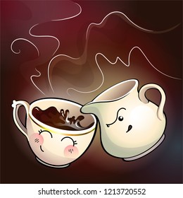 Vector illustration about coffee and milk