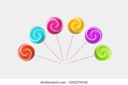 Vector Illustration about Colorful Lollipops