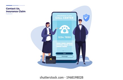 Ilustración vectorial del número de contacto al seguro móvil de siniestros