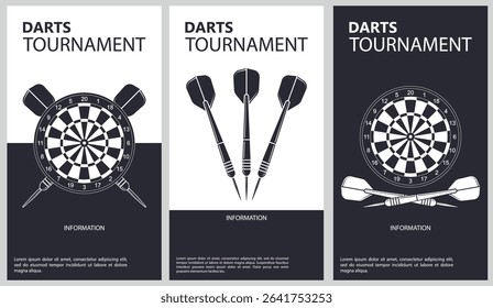 Vector illustration about darts tournament. Flyer design for darts tournament, match