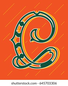 Vector illustration about decorated alphabet letter C