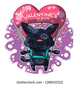 Vector illustration about Dinozaur in love for happy Valentine's Day