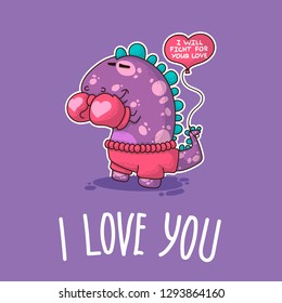 Vector illustration about Dinozaur in love for happy Valentine's Day