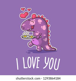 Vector illustration about Dinozaur in love for happy Valentine's Day