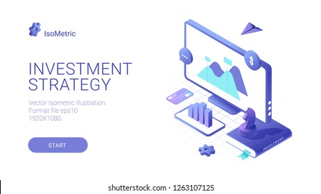 Vector illustration about financial education. Augmented reality concept for business technology. Business strategy and growth statistics. Business success. 3d isometric design. Vector illustration