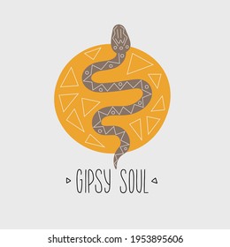 Vector illustration about freedom, resourcefulness. Snake crawles straight. Can use for card, post