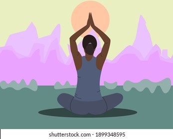 ilustración vectorial de una chica haciendo yoga