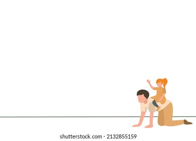 Vector illustration about a girl playing piggyback with her father. Flat design fathers playing with daughter. fatherhood, father's day, happy children day.