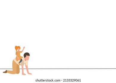 Vector illustration about a girl playing piggyback with her father. Flat design fathers playing with daughter. fatherhood, father's day, happy children day.