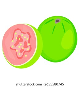 Ilustración vectorial sobre la guayaba, como una de frutas