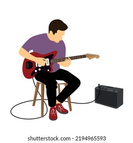 Vector illustration about a guitar player. 