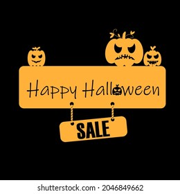 Vector illustration about Halloween sale. Pumpkins and text Happy Halloween