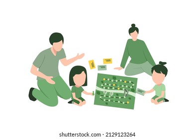 Vector illustration about Happy cartoon family in the living room. Parenthood, happy children, small family. flat design for website, banner, and flyer.