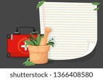 
vector illustration about herbal treatment with a mortar with herbs