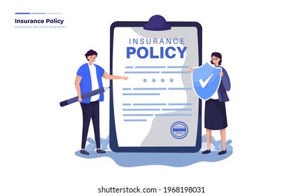 Vector illustration about life insurance policy, Fill out the agreement form to join the insurance