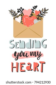 Vector illustration about love. Excellent for the design of postcards, posters, stickers and so on.