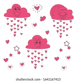 Vector illustration about love, with hearts, flowers, gifts. hand drawn isolated doodles. Love clipart doodles, San Valentine's day, hand drawn illustration, hearts