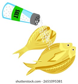 ilustração vetorial sobre como fazer peixe salgado com processo de salga