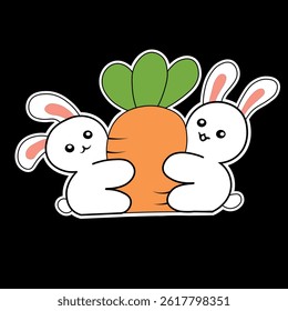 vector illustration about Monster in cartoon with the name rabbit ready to print for stickers