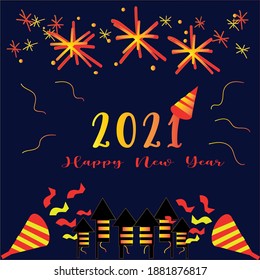 Vector illustration about the new year 2021 with caption happy new year
