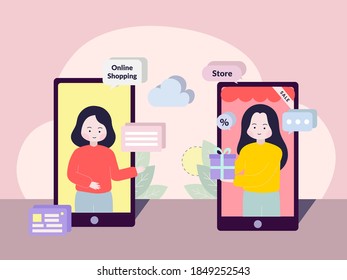 Vector illustration about online shopping