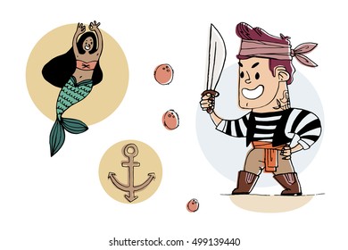 Vector illustration about pirates.