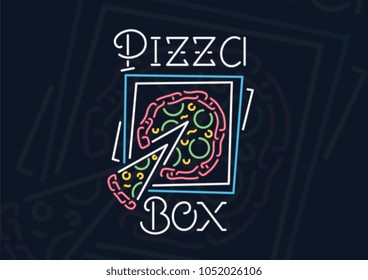It's a vector illustration about pizza into a box and it's delivery