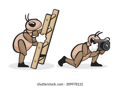 Vector illustration about profession repairer and photographer