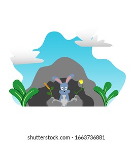 vector illustration about rabbit in the wild life