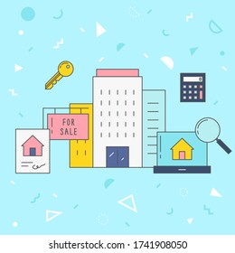 Ilustración vectorial sobre bienes raíces.