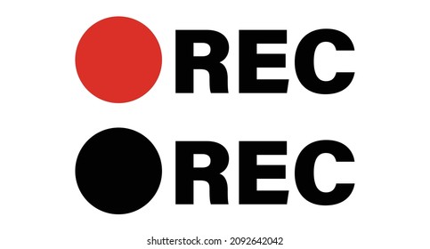 Vector illustration about recording. Two color set, red and black.