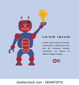 Vector illustration about Robotics engineering. Education in the  robotics school, rest in the camp. Knowledge is power. Information banner 