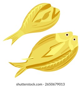 ilustração vetorial sobre peixes salgados que os indonésios costumam chamar de "Ikan Asin"