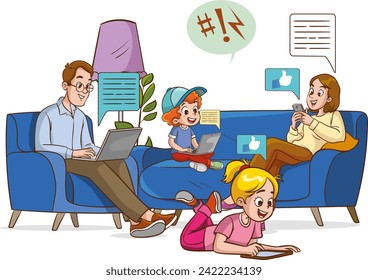 vector illustration about social media addiction