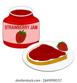 Ilustración vectorial sobre mermelada de fresa