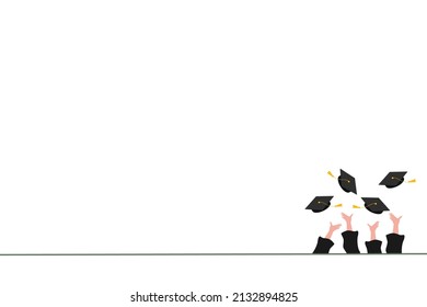 Ilustración vectorial sobre juntar sombreros para celebrar el concepto de graduación. graduación de bienvenida, liberar felicidad en el día de graduación. diseño plano para presentación