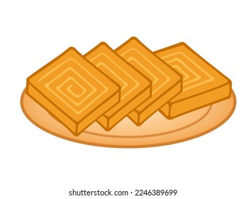 Ilustración vectorial sobre rodajas de bronce en placa