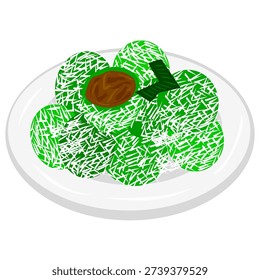 vector illustration about traditional cake that commonly Indonesians call it as "klepon".