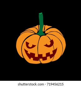 Vector illustration about a typical big orange and black evil Halloween pumpkin