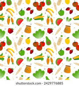 a vector illustration about vegan, illustration about fruits, vegetables and healthy food