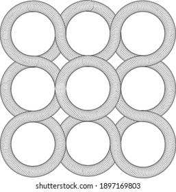 Vector illustration of abstarct pattern with many rings endless connected.