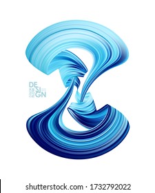 Vector illustration: Abstract 3d blue colo brush stroke paint. Wave Liquid shape. 