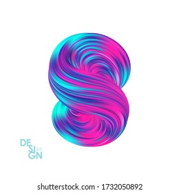 Vector illustration: Abstract 3d colorfil twisted flow shape of liquid fluid on white background.
