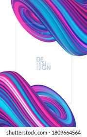 Vector illustration: Abstract 3D Colorful twisted fluide background. Trendy poster liquid design