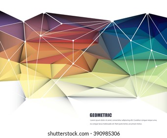 Vector illustration Abstract 3D Geometric, Polygonal, Triangle pattern shape and multicolored,blue, purple, yellow and green background