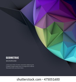 Vector illustration Abstract 3D Geometric, Polygonal, Triangle pattern shape and multicolored, blue, purple, yellow and green background