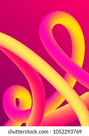 Vector illustration of abstract 3d imitation liquid fluid pink and yellow color shape for cover template. Bright gradient blend 3D effect, futuristic bionic design.