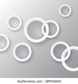 Vector illustration of abstract 3D paper circles on gray background