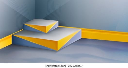 vector illustration of abstract 3d rendering podium cornering stages background for signs corporate, advertisement business, social media post, billboard agency advertising, ads campaign, motion video