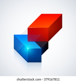 Vector illustration of abstract 3d sculpture on white background.